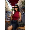 ieg™ Kadın Bordo Kolsuz Balıkçı Yaka Basic Bluz