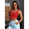 ieg™ Kadın Kırmızı Kalın Askılı Crop Top Büstiyer