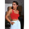 ieg™ Kadın Kırmızı Kalın Askılı Crop Top Büstiyer