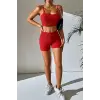 ieg™ Kadın Kırmızı Şortlu Kaşkorse Gecelik Takım