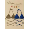 ieg™ Kadın Leopar Desenli ve Mavi Minimal Kesim Üçgen Bikini Üstü
