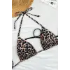 ieg™ Kadın Leopar Desenli ve Siyah Minimal Kesim Üçgen Bikini Üstü