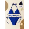 ieg™ Kadın Mavi Yandan ve Boyundan Bağlamalı Bikini Mayo Takımı