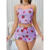 ieg™ Kadın Mor Çilek desenli Şortlu Pijama Takımı 5061