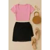 ieg™ Kadın Pembe Yarım Kol Crop ve Siyah Pareo 2li Set