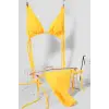 ieg™ Kadın Sarı Yandan Bağlamalı Tangalı Üçgen Bikini Mayo Takımı