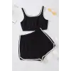 ieg™ Kadın Siyah Askılı Crop Top ve Şortlu Gecelik Takım