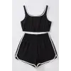 ieg™ Kadın Siyah Askılı Crop Top ve Şortlu Gecelik Takım