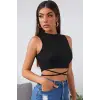 ieg™ Kadın Siyah Çapraz Bağlamalı Crop Top Büstiyer