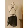 ieg™ Kadın Siyah Çapraz Bağlamalı Crop ve Pareo 2li Set