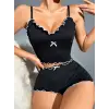 ieg™ Kadın Siyah Fitilli Askılı Şortlu Pijama Takım 5042