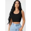 ieg™ Kadın Siyah Kare Yaka Crop Top Bluz