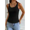ieg™ Kadın Siyah Kolsuz Kalın Askılı Uzun Crop Top Bluz & Atlet