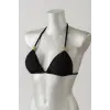 ieg™ Kadın Siyah Pedli Üçgen Bikini Üstü Halter Bağlamalı Aksesuarlı