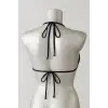 ieg™ Kadın Siyah Pedli Üçgen Bikini Üstü Halter Bağlamalı Aksesuarlı