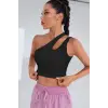 ieg™ Kadın Siyah Tek Omuz Cut Out Detaylı Crop Top Bluz