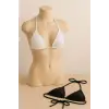 ieg™ Kadın Siyah ve Beyaz Minimal Kesim Üçgen Bikini Üstü