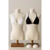 ieg™ Kadın Siyah ve Beyaz Minimal Kesim Üçgen Bikini Üstü