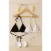 ieg™ Kadın Siyah ve Beyaz Minimal Kesim Üçgen Bikini Üstü