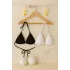 ieg™ Kadın Siyah ve Beyaz Minimal Kesim Üçgen Bikini Üstü