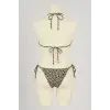 ieg™ Kadın Siyah ve Leopar Detaylı Yandan Bağlamalı Bikini Takımı
