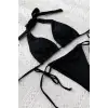 ieg™ Kadın Siyah Yandan Bağlamalı Tangalı Üçgen Bikini Mayo Takımı