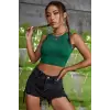 ieg™ Kadın Yeşil Kare Yaka Crop Top Bluz