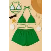 ieg™ Kadın Yeşil Şortlu Belden ve Boyundan Bağlamalı Bikini Takımı