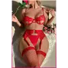 ieg™ Kırmızı Midye Seksi Jartiyer Takım