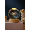 Kişiye Özel 3D Kristal Küre Samanyolu LED Lamba – USBli Ahşap Standlı Dekoratif Masa Lambası