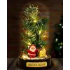 Kişiye Özel Hediye Noel Baba ve Çam Ağacı Temalı Led Işıklı Fanus