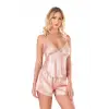 ieg™ Koyu Pudra Saten Babydoll Şort Takımı