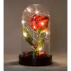 Led Işıklı Fanus İçinde Kırmızı Yapay Gül