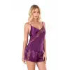 ieg™ Mor Saten Babydoll Şort Takımı