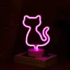 Neon Kedi Masa Gece Lambası Pembe Işık