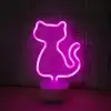 Neon Kedi Masa Gece Lambası Pembe Işık