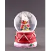 Noel Baba Hediye Torbası Temalı Mini Boy Işıklı Yılbaşı Kar Küresi 6.5 cm B