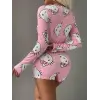 ieg™ Pamuklu Pembe Hello Kitty Desenli Düğmeli Uzun Kol Tulum Pijama
