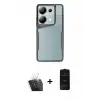ieg™ Redmi Note 13 Pro 4G Kılıf Akış Çizgi Koleksiyonu - Siyah 6D Antistatik Mat Seramik Hayalet Nano Ekran Koruyucu + Kamera Lens Koruma Cam - SF