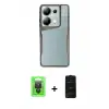 ieg™ Redmi Note 13 Pro 4G Kılıf Akış Çizgi Koleksiyonu - Siyah 6D Antistatik Mat Seramik Hayalet Nano Ekran Koruyucu + Raze Metal Kamera Lens - SH