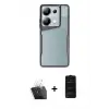 ieg™ Redmi Note 13 Pro 4G Kılıf Akış Çizgi Koleksiyonu - Siyah 6D Antistatik Mat Seramik Hayalet Nano Ekran Koruyucu + Kamera Lens Koruma Cam - SF