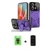 ieg™ Redmi Note 13 Pro 4G Kılıf Kıvılcım Modern Serisi - Siyah 6D Antistatik Mat Seramik Hayalet Nano Ekran Koruyucu + Raze Metal Kamera Lens - SH