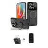 ieg™ Redmi Note 13 Pro 5G Kılıf Kıvılcım Modern Serisi - Siyah 6D Antistatik Mat Seramik Hayalet Nano Ekran Koruyucu + Kamera Lens Koruma Cam - SF