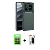 ieg™ Redmi Note 14 Pro 4G Kılıf Eksen Form Prime - Şeffaf Hayalet Polymer Nano Ekran Koruyucu + Raze Metal Kamera Lens - SH