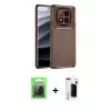 ieg™ Redmi Note 14 Pro Plus Kılıf Eksen Form Prime - Siyah Hayalet Polymer Nano Ekran Koruyucu + Raze Metal Kamera Lens - GS