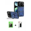 ieg™ Redmi Note 14 Pro Plus Kılıf Kıvılcım Modern Serisi - Siyah Hayalet Polymer Nano Ekran Koruyucu + Raze Metal Kamera Lens - GS