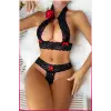 ieg™ Siyah Dantel Şeritli Seksi Sütyen Külot Takım