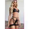 ieg™ Siyah Göğüs Dantelli Seksi Jartiyer Takım