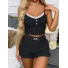 ieg™ Siyah Likralı Düğmeli Yumuşacık 2Lİ Pijama Takımı