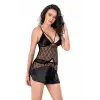 ieg™ Siyah Saten Babydoll Şort Takımı